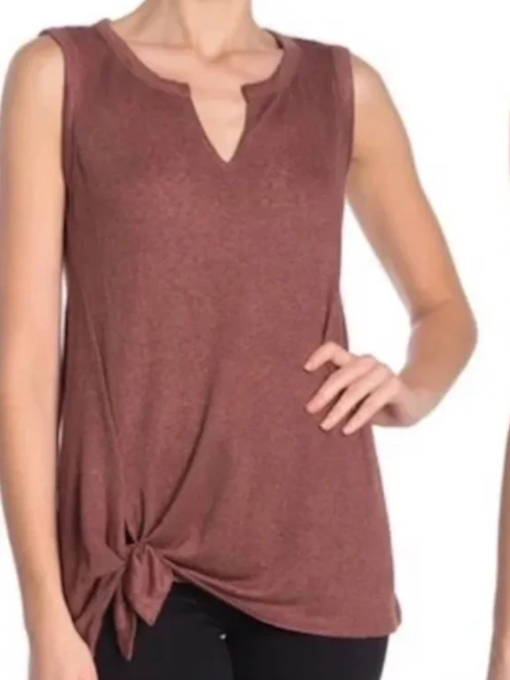 NWT Bobeau Women's Rust/Terracotta Side Tie V-neck Sleeveless Tank Top, size XL